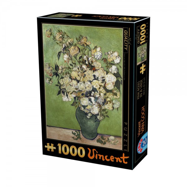 Różowe róże w wazonie, Van Gogh - Sklep Art Puzzle